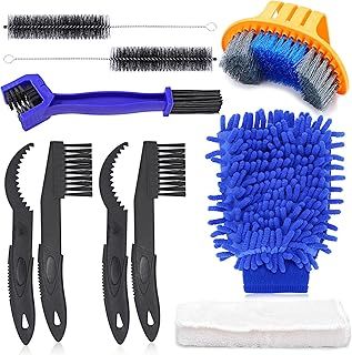 Oumers Bicycle Clean Brush Kit, 10pcs Motorcycle Bike Chain Cleaning Tools Make Chain/Crank/Tire/Sprocket Cycling Corner Stain Dirt Clean, Durable/Practical Fit All Bikes