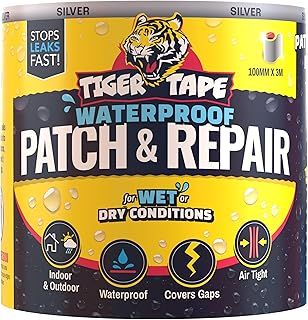 Tiger Tape® Waterproof Tape for Leaks Outdoor Use | Silver 3M X 100MM | Flashing Tape for Roofing, Gutter Seal, Pipe Leak Seal Tape, Butyl Tape Waterproof, Tent & Pond Liner Repair Kit
