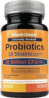 Powerful 50 Billion CFU Probiotics - 18 Strains, Stomach Acid Resistant, Shelf Stable | Highest Strength Bacterial Cultures – Keeps Digestive System Healthy | 60 Vegan Capsules for Men and Women
