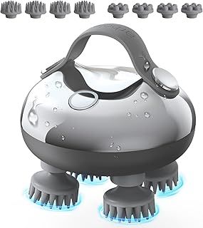 Head Massager Scalp, Electric Scalp Massagers Waterproof Hair Massager Scalp for Hair Growth, Portable Handheld Massager with Silicone Heads for Body Relaxation, Christmas Gifts for Women Men