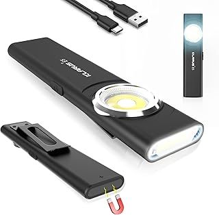 klarus E5 Flat EDC Torch,USB C Rechargeable COB Work Light, 470 Lumens Mini Flashlight with Magnetic Base and Buckle Clip Suitable for Maintenance, Camping, Hiking, Emergency, etc (E5)