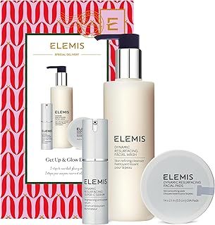 Elemis Limited Edition Gift of Glow Collection, Luxury Beauty Skincare Gift Set, Full Size Dynamic Resurfacing Facial Wash, Travel Brightening Vitamin C Serum & Tri-Enzyme Facial Pads