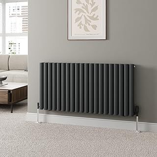 600 x 1200mm Anthracite Horizontal Designer Radiator Double Column Oval Tube Modern Central Heating Panel Bathroom Radiators