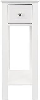 woodluv Bedside Storage Unit, Slimline Tall Telephone Table, Bedside Table, Hallway Storage, Freestanding Bedside Cabinet, Night stand, Bedroom Side Table, Storage Unit - White