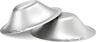 Silver Mamas 925 Silver Nursing Cups for Nursing Newborn, Silver Nipple Covers Breastfeeding, Healing Cups, Newborn Essentials Must Haves, Soothe Sore and Cracked Nipples (Large)