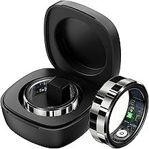 Smart Ring Heart Rate Monitor Sleep Tracker Gesture Control Ring Fitness Tracker Blood Pressure Blood Oxygen Pedometer Step Counter Health Smart Rings for Women Men with Charging Case