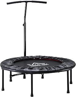 HOMCOM 40'' Fitness Trampoline with Adjustable Handle, Rebounder Trampoline Mini Jumper for Indoor Exercise Workout, Support Up to 100kg