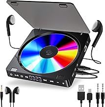 Gueray Portable CD Player with 1200mAh Rechargeable Battery Personal CD Player with Double 3.5mm Headphones Jack Touch Button Disc Walkman with Anti-Skip Protection for Children Car Home Travel