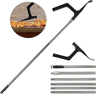 IHKFILAN Gutter Cleaning Tools, Telescopic Gutter Cleaner, 94.49 in Lengthen Gutter Cleaning Pole, Portable Roof Cleaning Scraper Tool for Cleaning Leaves and Debris