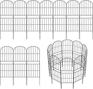 My Link Decorative Garden Fence Fencing 10 Panels，10.8ft (L) x 36in (H) Rust-Proof Metal Wire Border Animal Barrier for Dogs Metal Fence Panels for Garden Outdoor.