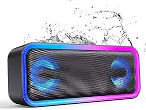 A8 PRO Wireless Bluetooth Speaker, 20W Sound, IPX6 Waterproof, Portable with Strap, 20-Hour Playtime, RGB Light Show, Deep Bass, Crystal-Clear Treble, for Outdoors, Travel,Party