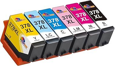 Clorisun 378XL Ink Cartridges 6-Pack- High Yield Compatible with Epson Expression Photo XP-8700 XP-8500 XP-8600 XP-8605 XP8500 XP8600 Printers(Black/Cyan/Magenta/Yellow/Light Cyan/Light Magenta)