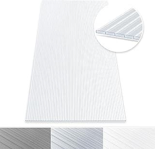 Hollow Polycarbonate Sheet - Clear - 16 mm (60.5 x 121 cm) Multiwall Sheet for Garden, Double Wall Greenhouse Window Roofing - Transparent