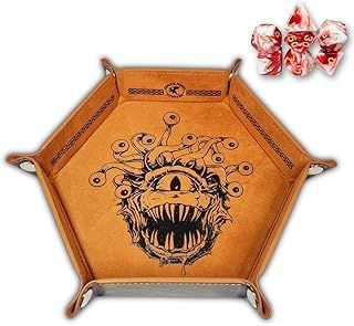 Power Beast Dungeon Beholder Dice Rolling Mat, Dice Tray + Dice Set D&D Polyhedral DND 7pcs, Dungeons and Dragons, Dungeon Master, RPG.