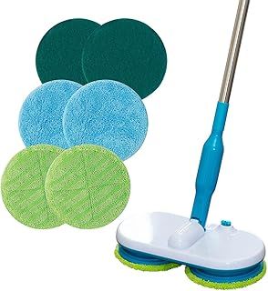 High Street TV Floating Mop - Cordless & Rechargeable - 100RPM Dual-Contra Rotating Microfiber Cloths - Complete Hard Floor Cleaning Solution - Loosen & Lift Dirt with Polishing & Scouring Pads