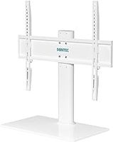 BONTEC Universal TV Stand for 24–60 Inch LCD LED OLED Plasma TVs, Height Adjustable Table Top Pedestal with Bracket, 8mm Tempered Glass Base, 45kg Load, Max VESA 400x400mm, Cable Management, White
