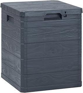 vidaXL Garden Storage Box, Anthracite 90L Capacity, Durable Plastic with Wood Texture, Indoor Outdoor Usage