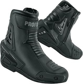 PROFIRST Genuine Leather Mens Motorbike Motorcycle Short Ankle Armoured Touring Racing Sports Protection Safety Shoes Boots | White