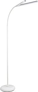 Natural Daylight Floor Lamp – Twin Lights for Double Power, Flexible LED Floor Light, 4 Colour Brightness Settings, Natural Daylight Bulbs for Reading, Needlework, Sewing, Crafting - White