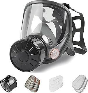 ALNUY Full Face Gas Mask, Gas Masks Survival Nuclear and Chemical with 40mm Activated Carbon Filter, Reusable Respirator Mask for Gases, Vapors, Dust, Chemicals