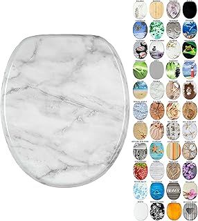 Sanilo Soft Close Toilet Seat, Wide Choice of New Toilet Seats, Stable Hinges, Easy to Mount (Marble)