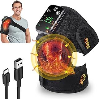 Knee Massager, Cordless Heated Knee Massager, Rechargeable Heating Massager Wrap with Vibration for Knee Shoulder Elbow Pain Relief, Heating Knee Brace Support for Arthritis/Joint Stiff/Muscle Strain