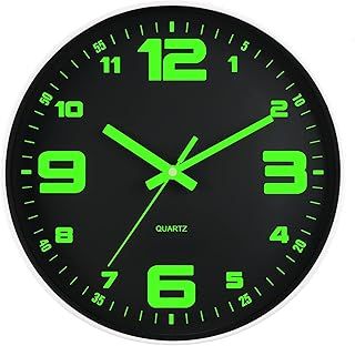 Luminous Wall Clock, Silent Non-Ticking 12'' Night Light Wall Clocks Battery Operated, Country Style Illuminated Wall Clock Decorative for Kitchen, Home, Bedrooms