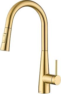 Tohlar Kitchen Tap, Gold Kitchen Tap, Kitchen Taps with Pull Out Spray Stainless Steel Kitchen Sink Tap Gold Kitchen Mixer Tap Brushed Gold Kitchen Taps