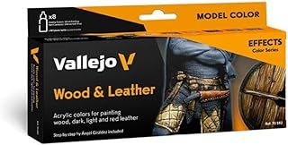 Acrylicos Vallejo VJ70182 "Wood and Leather" Model Color Set, red, 17 ml (Pack of 8)