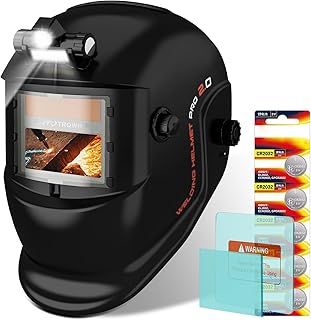 TRQWH Welding Helmet with Light True Color Auto Darkening Welding Helmets for Men Solar Powered Welding Hood with 2 Arc Sensor Wide Shade 4/9-13 for TIG MIG ARC Cool Welder Mask Careta Para Soldar