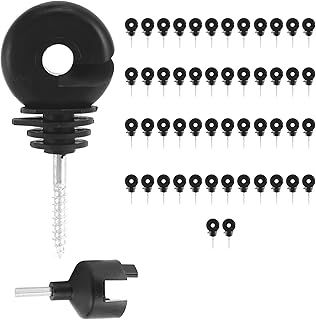 50Pcs Electric Fencing Ring Insulators, Screw Insulators, Screw-In Ring Insulators Electric Fence Accessories For Wood Post + 1pc Insulator Socket Tool