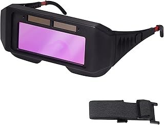 T TOVIA Auto Darkening Welding Goggles, Solar Power LCD Welding Mask Glasses Helmet Welder Gas Mask Eye Protection, Anti-Flog Anti-Glare Goggles, Gas welding Plasma MIG TIG ARC Welder protector Tools