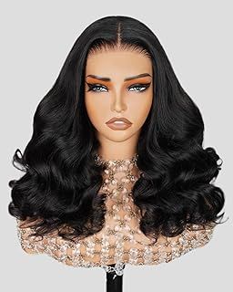 MEGALOOK 5×6 Pre Cut Lace Front Wig Ready to Go Glueless Wigs Human Hair for Black Women12A Salon-Quality Loose Body Wave Human Hair Closure Wig 220% Density Pre Plucked Bleached Tiny Knots 18 Inch