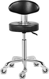 Kaleurrier Rolling Stool Chair with Smooth-rolling Dual-wheel casters,Comfortable Cushioned Backrest, Swivel Seat, Heavy Duty Hydraulic Height Adjustable,Sturdy and Durable