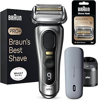 Braun Series 9 Electric Shaver for Men, 4+1 ProHead with ProLift Precision Trimmer, Silver Razor & Replacement Head, 94M