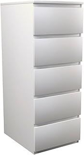 WHATSIZE ENTERPRISE – Moderna – Large Chest of Drawers – Contemporary 5 Drawer Tall Dresser & Filing Cabinets - Office, Lounge & Bedroom Furniture Storage Cabinet, White