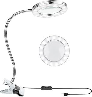 Magnifying Light, Upkey 8X Magnifying Glass with Light LED, 360°Flexible Desk Light with Metal Clamp USB Powered for Hobbies Reading Artist Crafts Workbench Close Work