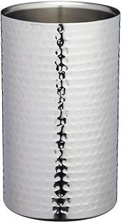 BarCraft Wine Cooler, Double-Walled Stainless Steel Champagne Cooler, 12 x 20cm, Hammered Finish, Silver
