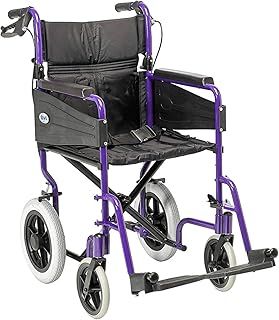 Days Escape Wheelchair, Lite Aluminium, Lightweight with Folding Frame, Mobility Aids, Comfortable Travel Chair with Removable Footrests, Standard, Purple