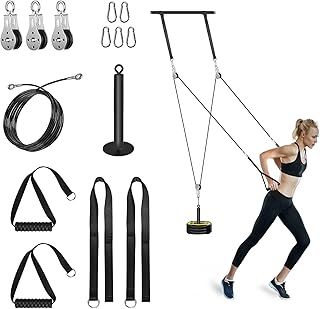 FASPUP Cable Pulley System Home Gym, Pulley System Gym Weight Cable Pulley System Fitness Cable Machine Attachment for Lat Pull Down, Arm Workout