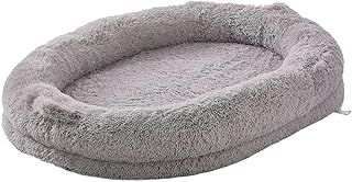 VEVOR Human Dog Bed, 72"x48"x10" Human Size Dog Bed with Washable PV Velvet Cover, Egg Orthopedic Foam, Storage Pocket, for You and Pet, Light Grey