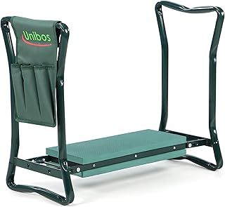 Unibos Heavy Duty Garden Kneeler Seat with Handles & Tools Bag - Multi-Use Foldable EVA Foam Padded Garden Kneeler - Lightweight Kneeling Stool for Gardening - Portable Garden Kneeler Seat