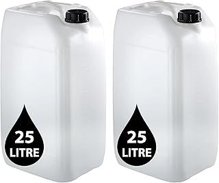 2 x 25L JERRY CAN - UN Approved Stackable Bottle Container + 61mm Tamper Evident Cap | Perfect for Storage of Water Liquids