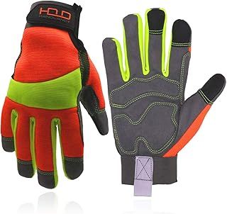Anti Vibration Gloves Hi-vis Reflective Safety Work Gloves, Touch Screen, Flexible Spandex Back Anti Vibrant Gloves Hi-vis Yellow & Orange Large