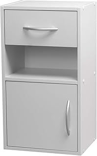 URBNLIVING 1 Door 1 Drawer Wooden Bedroom Bedside Cabinet Shelf Nightstand Side Table Unit (White)