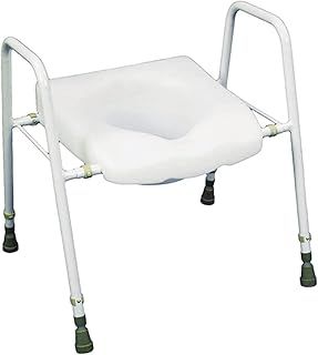 Aidapt Height and Width Adjustable Bariatric Free Standing Raised Over Toilet Seat with Arm Supports, Wipe Clean and Slip Resistant Feet Already Assembled Aid