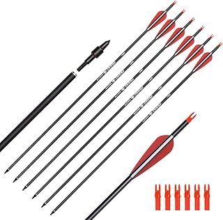 Carbon Arrow Hunting Target Practice Arrows 28 30 31 Inch with Removable Tips for Compound & Recurve Bow Spine 500