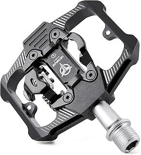 GEWAGE Mountain Bike Pedals - Dual Function Flat and SPD Pedal - 3 Sealed Bearing Platform Pedals SPD Compatible, Bicycle Pedals for BMX Spin Exercise Peloton Trekking Bike