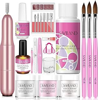 Saviland Nail Kit for Acrylic Starter Kit - Acrylic Nail Kit with Speed-Adjustable Nail Drill | 3 Colors Acrylic Powder | Acrylic Nail Brush | Acrylic PH Bond & Top Gel | Acrylic Nail | Gift for Women