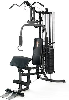 Studio 7400 Compact Home Multi Gym Equipment w/Double Pulley, 80kg Weight Stack, Chest Station, Butterfly Press, Preacher Pad & Leg Developer for One Person Strength Training & Body Building